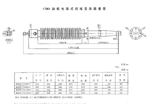 170KV油纸电容式短尾变压器套管