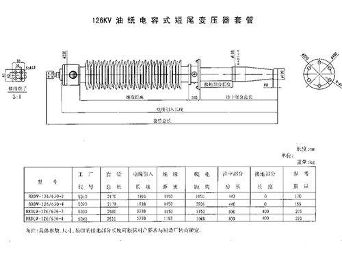 126KV电容式长尾变压器套管