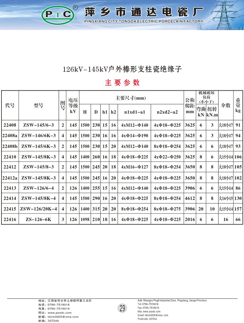 126KV-145KV户外支柱瓷绝缘子