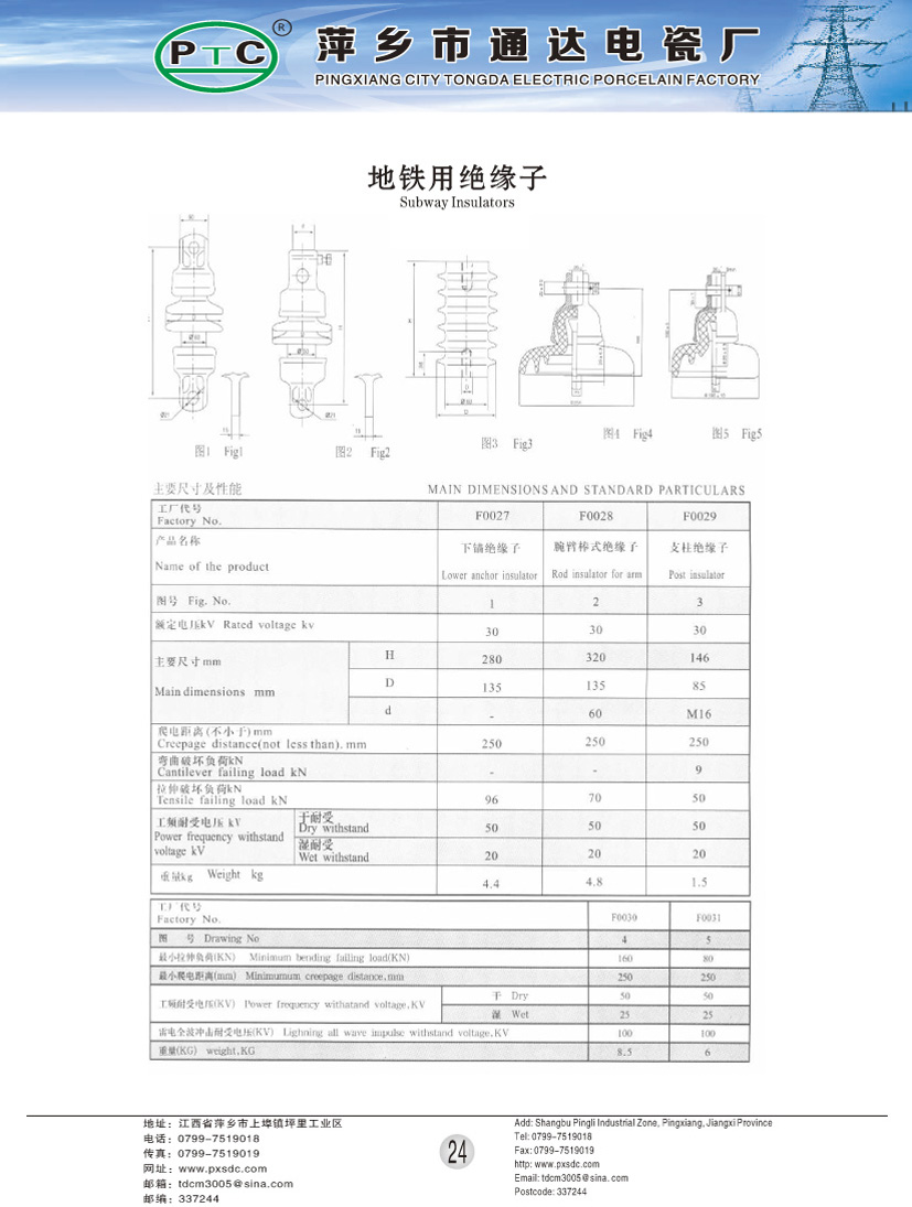 地铁用绝缘子